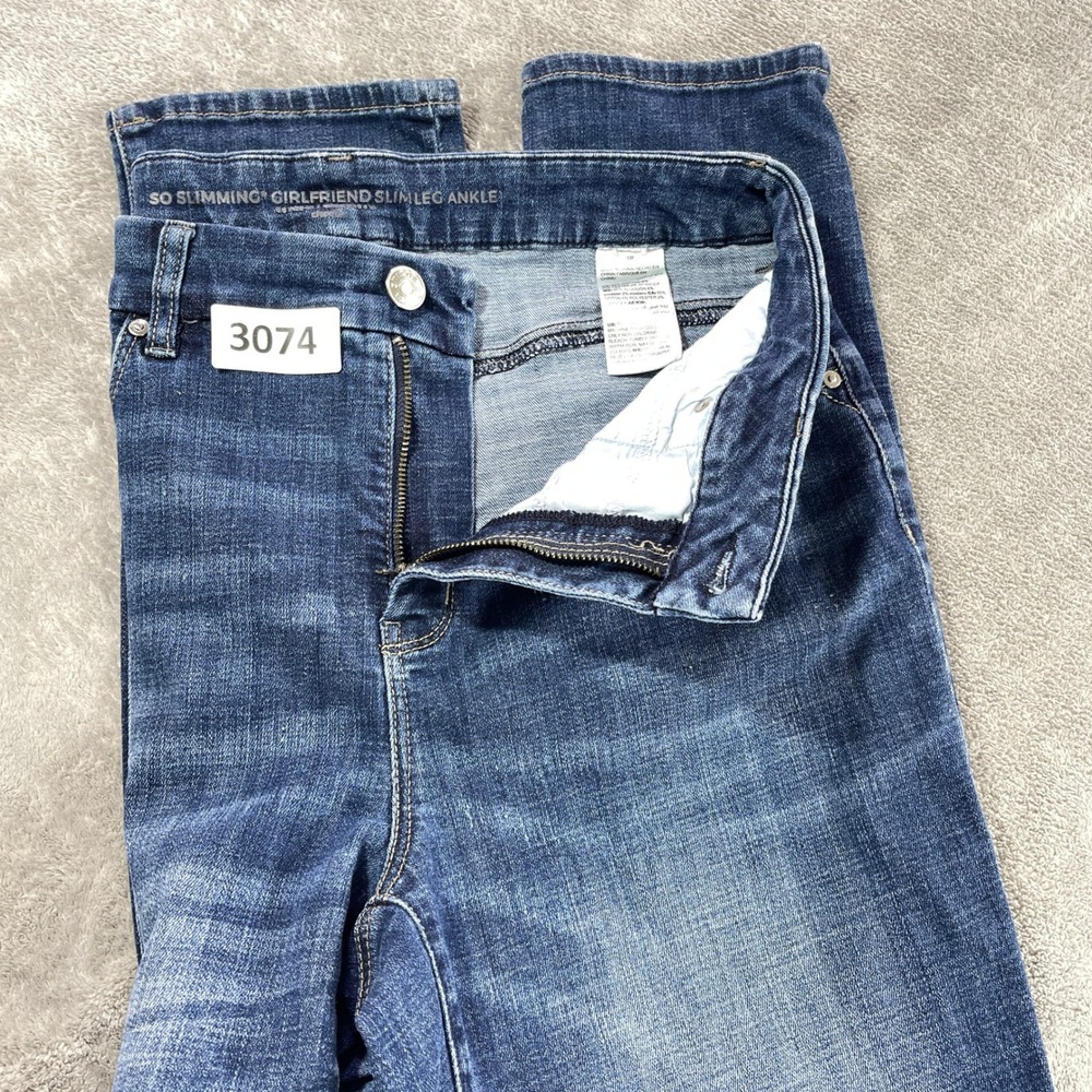 Chico's So Slimming Girlfriend Jeans Women 12 Blue Slim Leg Ankle‎ Medium Wash